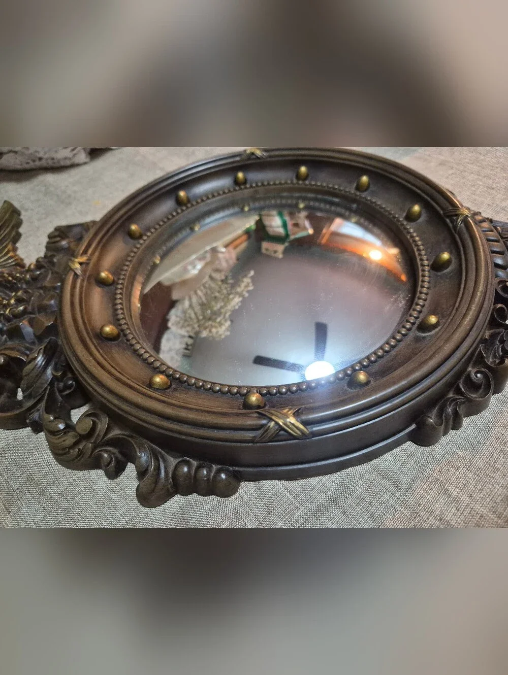 Vintage Syroco 4410 Federal Eagle Convex Bullseye Mirror Bronze Wall Decor USA